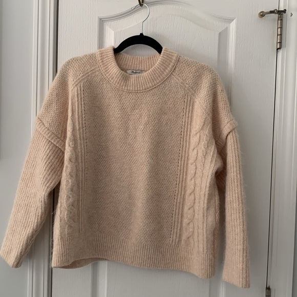 Madewell Plus Cable Havener Pullover Sweater light pink size S Alpaca wool - Picture 9 of 16